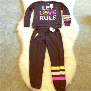 NWT Small Chaser Brand Let Love Rule Fleece Set